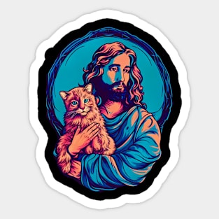 jesus loves cats Sticker